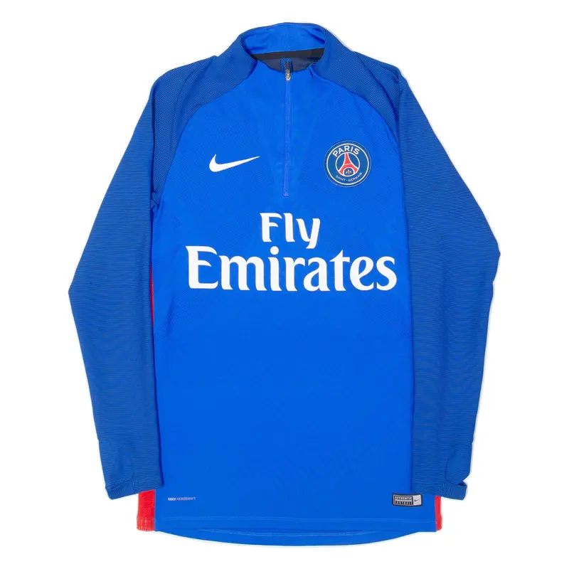 Nike Training Paris St Germain Mens Football Shirt T-Shirt Blue 1/4 Zip S 1