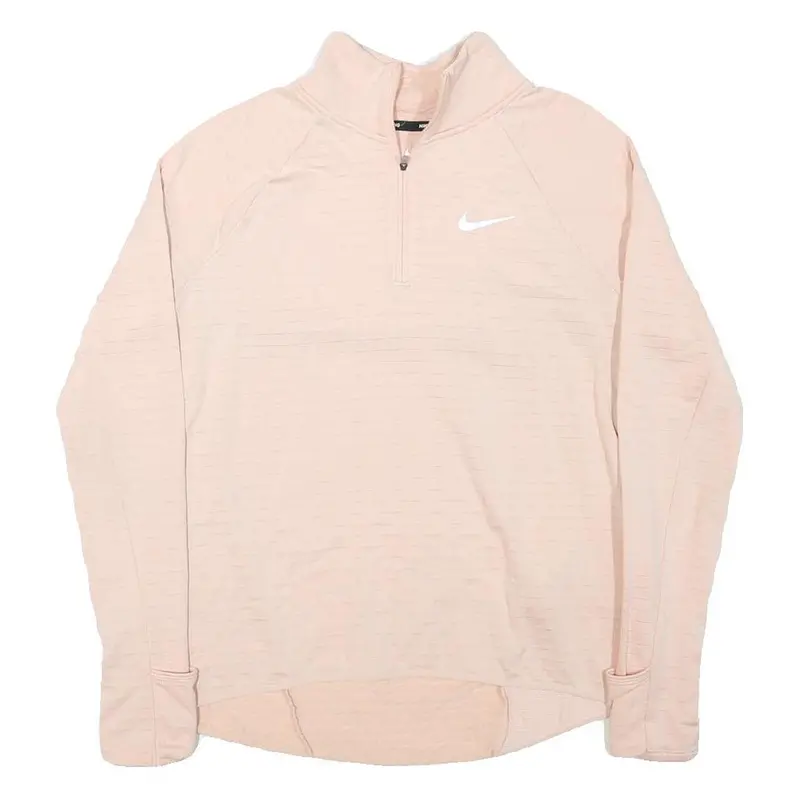 Nike Womens Beige 1/4 Zip M Sweatshirt Lightweight Pullover Activewear 1