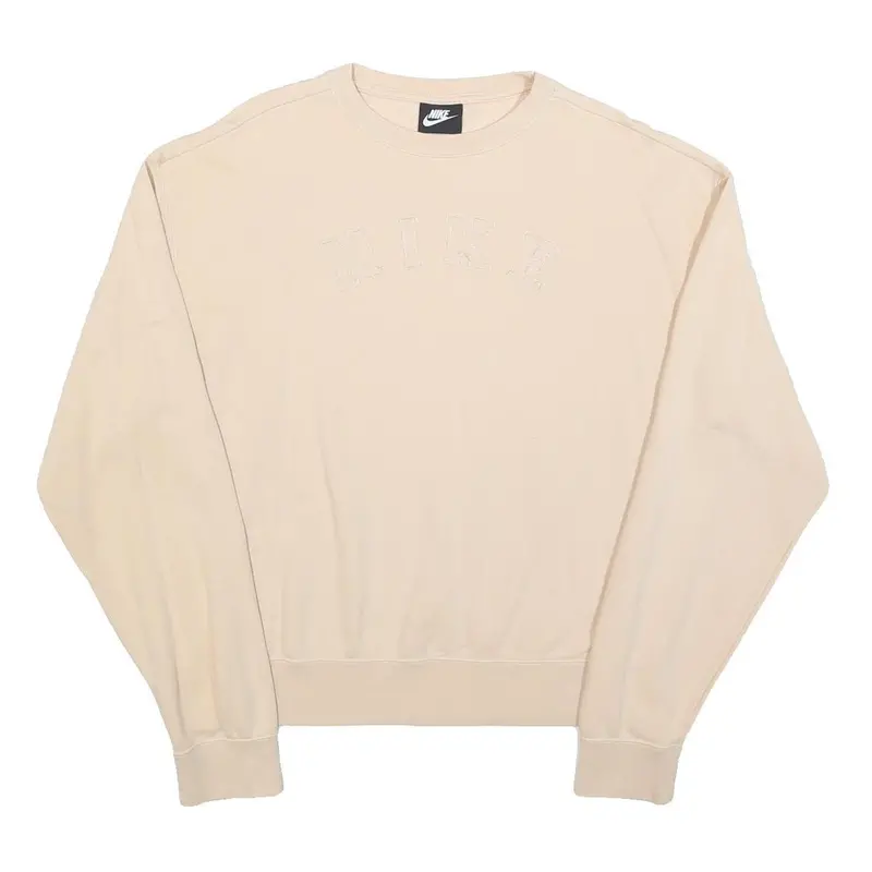 Nike Womens Beige Crew Neck M Cotton Blend Lightweight Sweatshirt Pullover 1