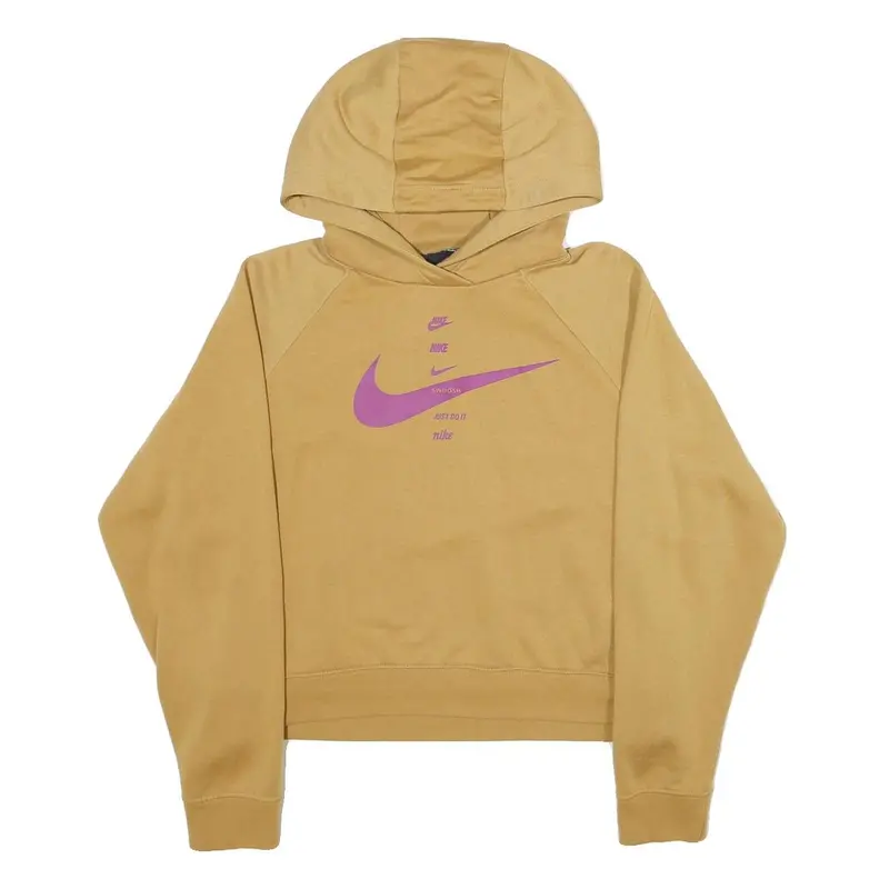 Nike Womens Beige Hoodie M Cotton Blend Casual Sports Pullover M Size 1