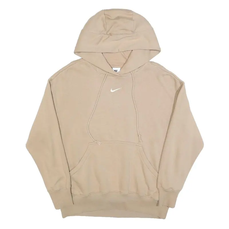 Nike Womens Beige Hoodie S Cotton Blend Pullover Casual Sportswear 1