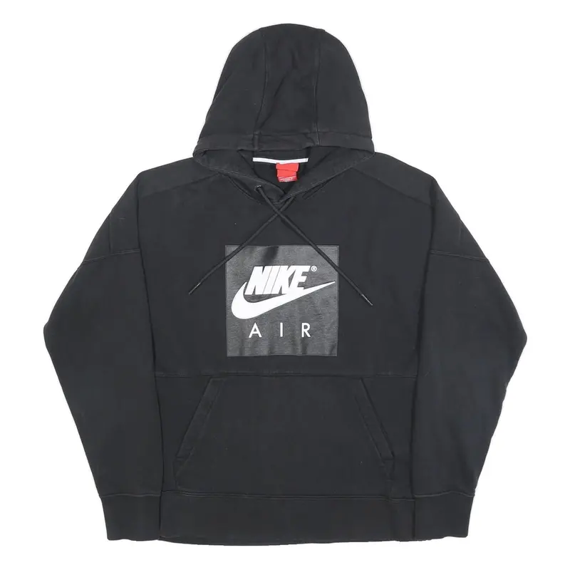 Nike Womens Black Cotton Blend Hoodie S Nike Air Logo Pullover Hoodie 1