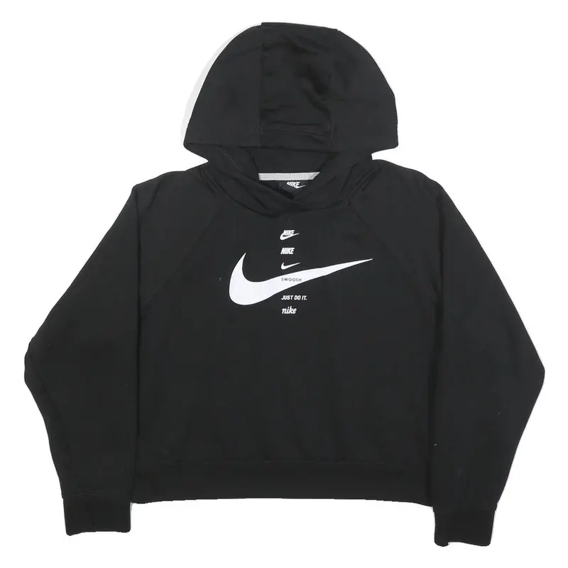 Nike Womens Black Cotton Blend Pullover Hoodie S Graphic Print Casual 1