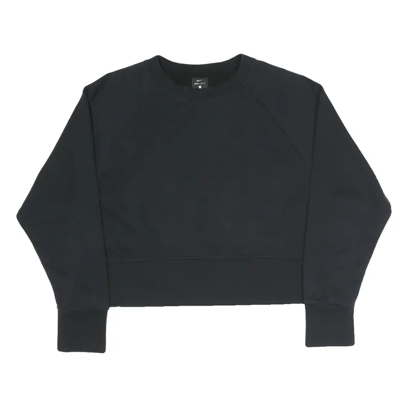 Nike Womens Black Cotton Blend Sweatshirt Crew Neck S Embossed Logo Pullover 1