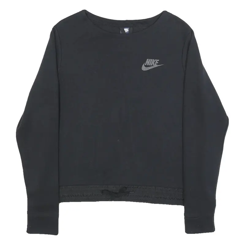 Nike Womens Black Crew Neck L Cotton Blend Sweatshirt Pullover Casual 1