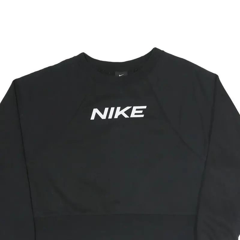Nike Womens Black Crew Neck M Logo Sweatshirt Cotton Blend Pullover 2