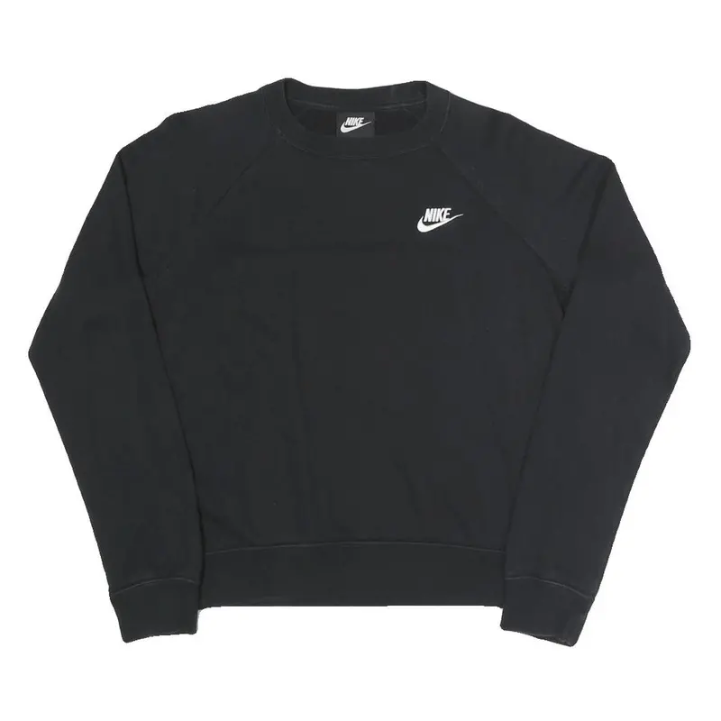 Nike Womens Black Crew Neck Sweatshirt S Cotton Blend Athletic Casual Pullover 1