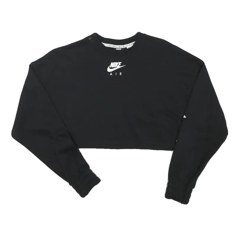 Nike Womens Black Crop Sweatshirt Xs Nike Air Printed Logo Crew Neck Long Sleeve 1