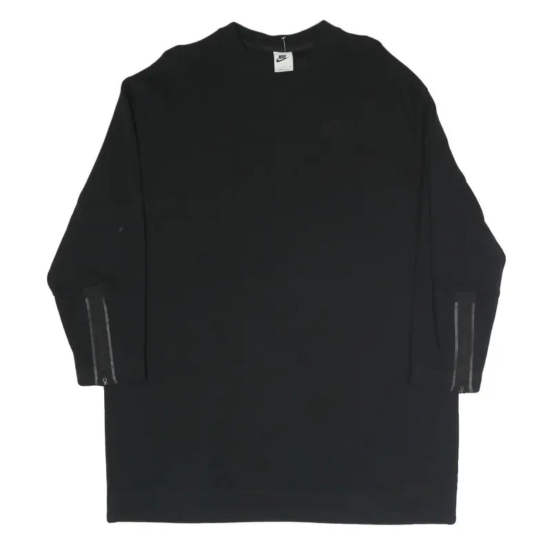 Nike Womens Black Day Cotton Blend T-Shirt Dress Long Sleeve L Casual Sportswear 1