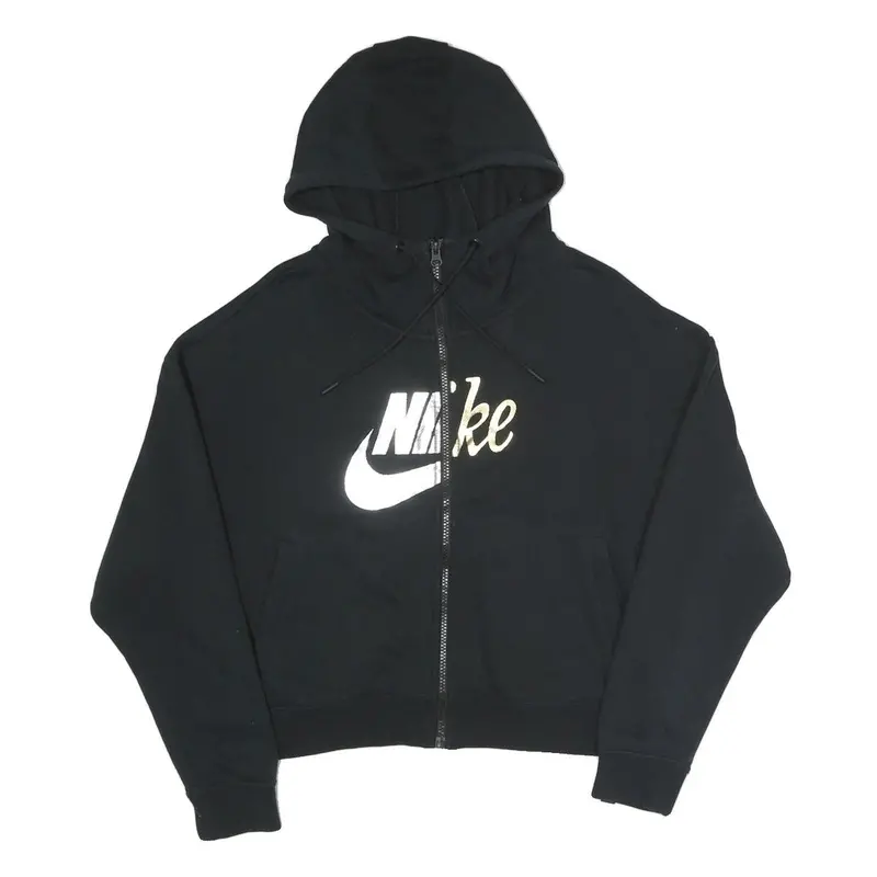 Nike Womens Black Full Zip Hoodie M Cotton Blend Casual Sportswear 1