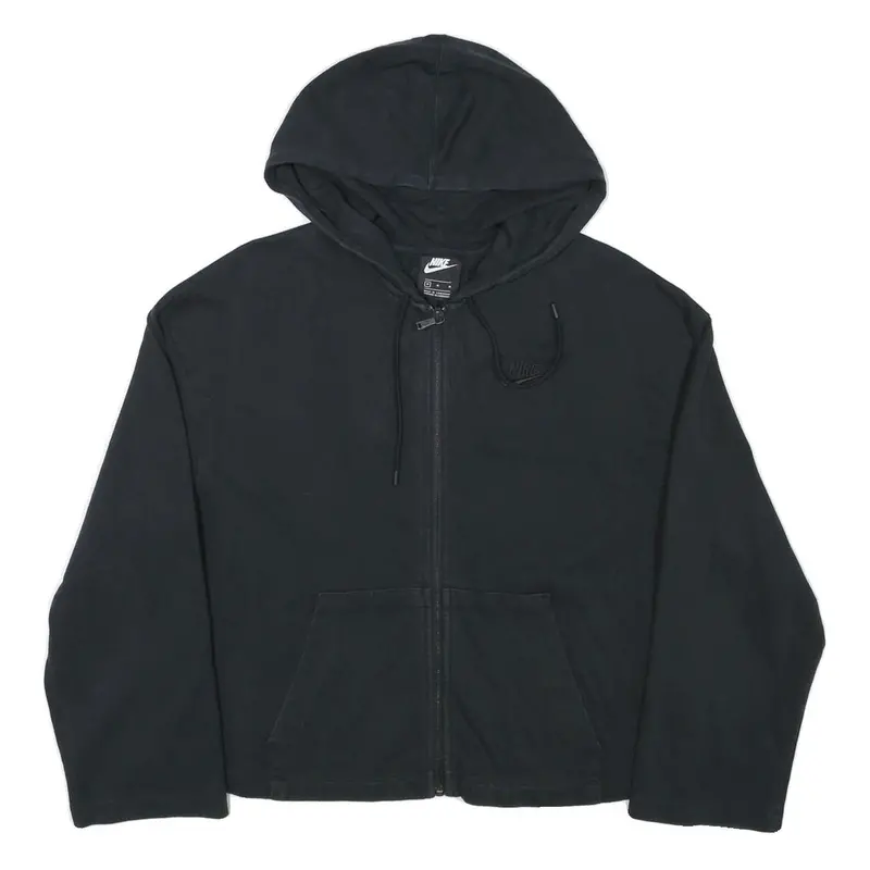 Nike Womens Black Hoodie Full Zip M Cotton Blend Casual Sportswear 1