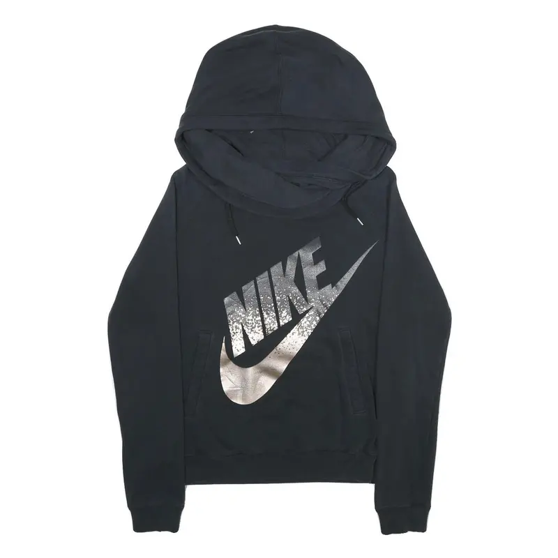 Nike Womens Black Hoodie S Cotton Blend Pullover Hooded Sweatshirt 1