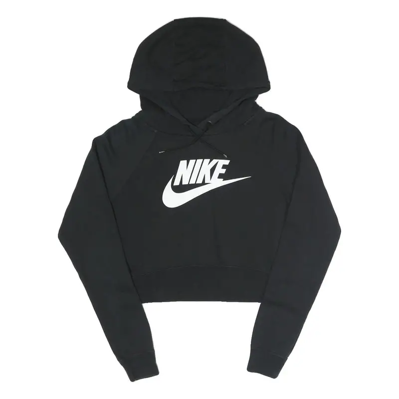 Nike Womens Black Hoodie S Cotton Blend Pullover Logo Sweatshirt 1