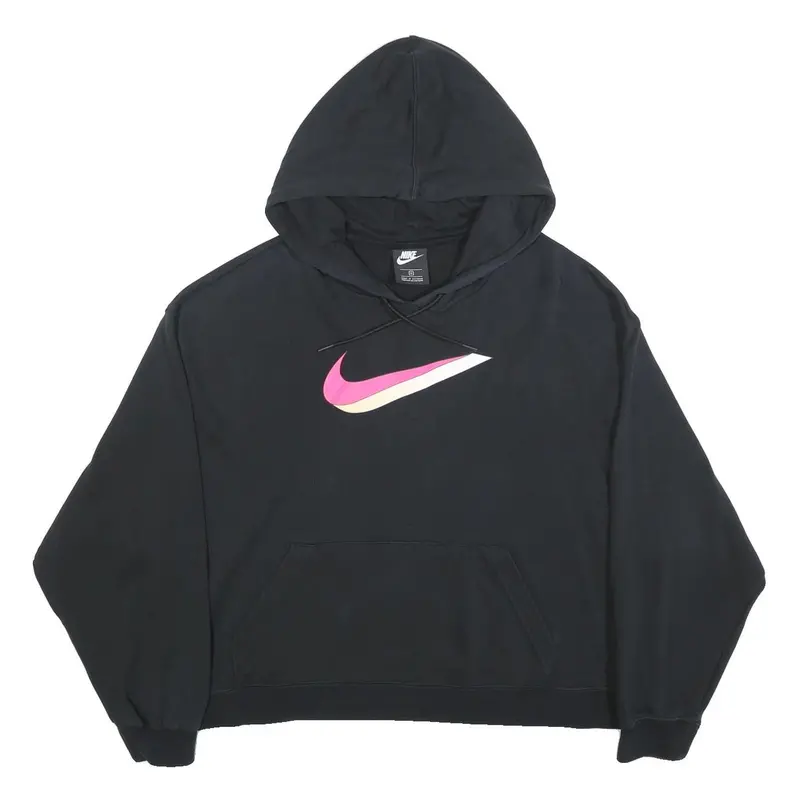 Nike Womens Black Hoodie Xl Cotton Blend Pullover Cropped Style 1