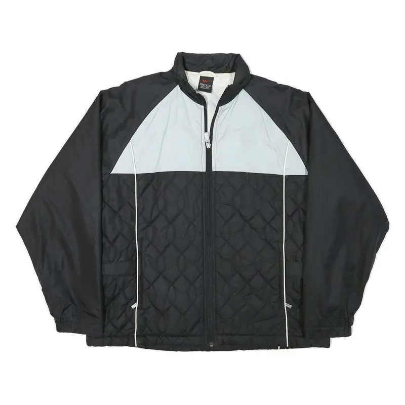Nike Womens Black & Light Grey Quilted Track Jacket M Polyester Blend Zip 1