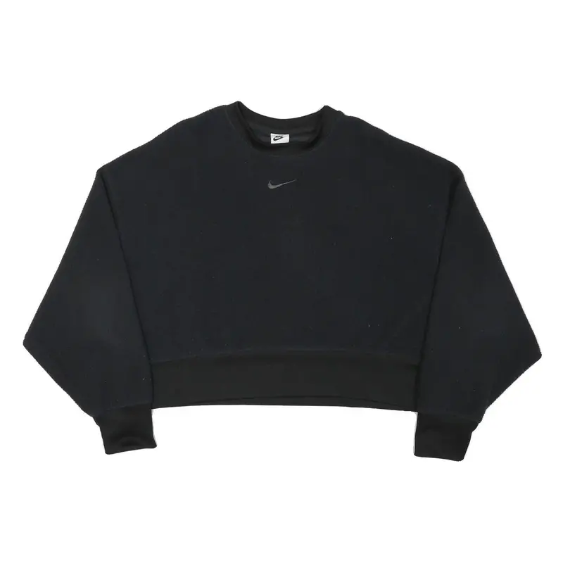 Nike Womens Black Plain Crew Neck Basic Knit S Jumper Lightweight Comfort 1