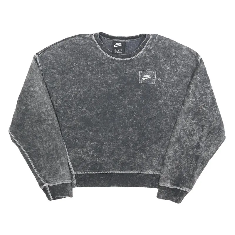 Nike Womens Black Pullover Sweatshirt M Cotton Blend Crew Neck Vintage Style 1