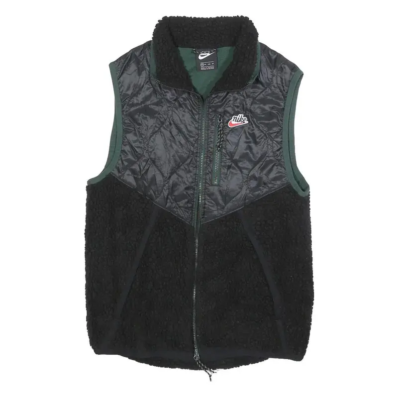 Nike Womens Black Quilted & Fleece Vest Xs Polyester Zip Outdoor Sleeveless 1
