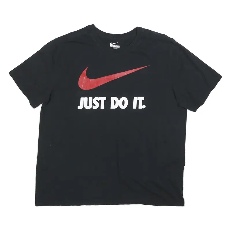 Nike Womens Black Red Just Do It Graphic T-Shirt Xl Short Sleeve Crew Neck 1