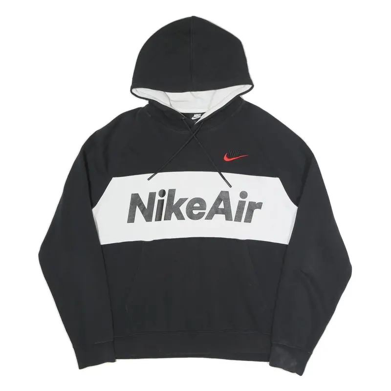 Nike Womens Black & White Nike Air Pullover Hoodie L Cotton Blend 1