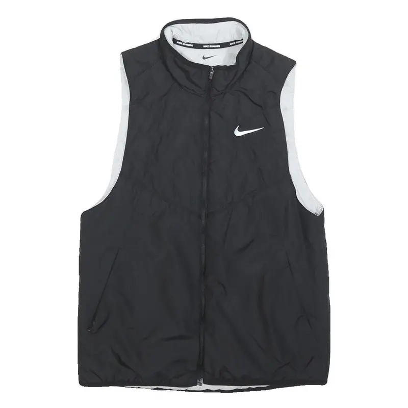 Nike Womens Black White Running Jacket S Polyester Zip Therma-Fit Fitness 1