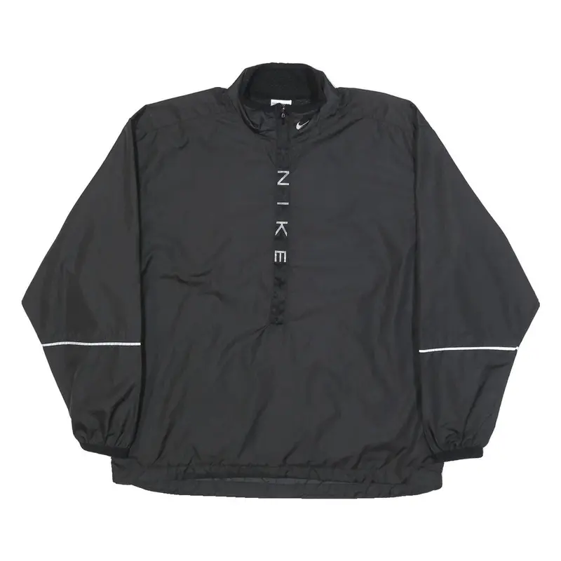 Nike Womens Black Zip Jacket M Polyester Plain Sporty Reflective Trim 1