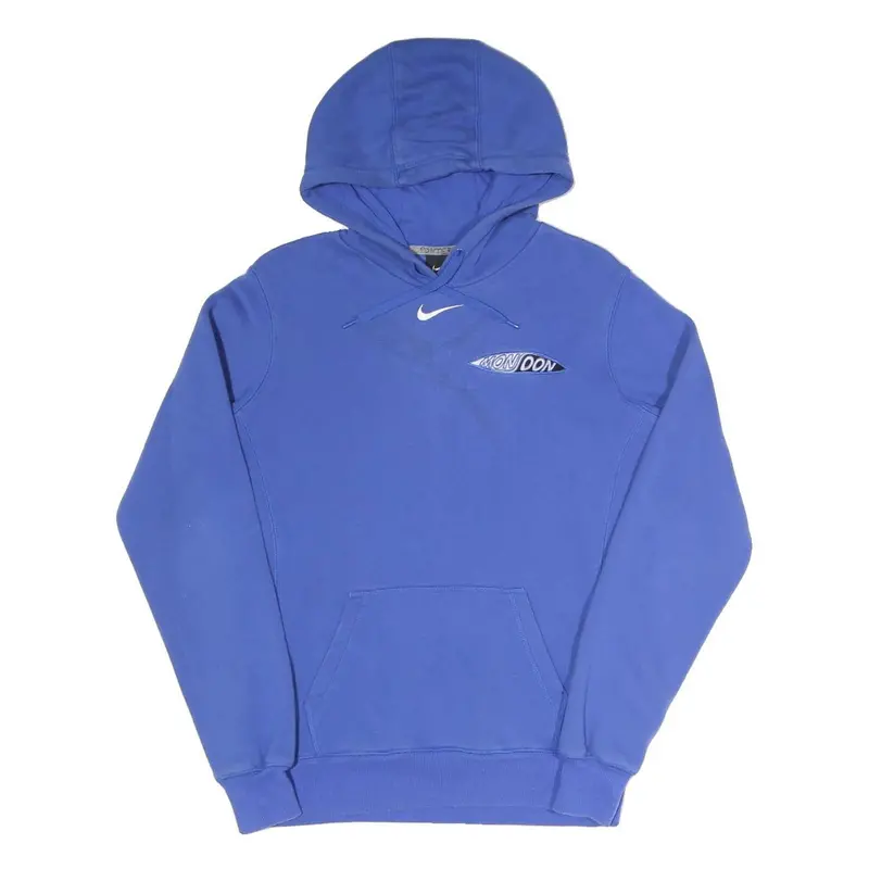 Nike Womens Blue Hoodie M Cotton Blend Pullover Drawstring Hood Casual 1