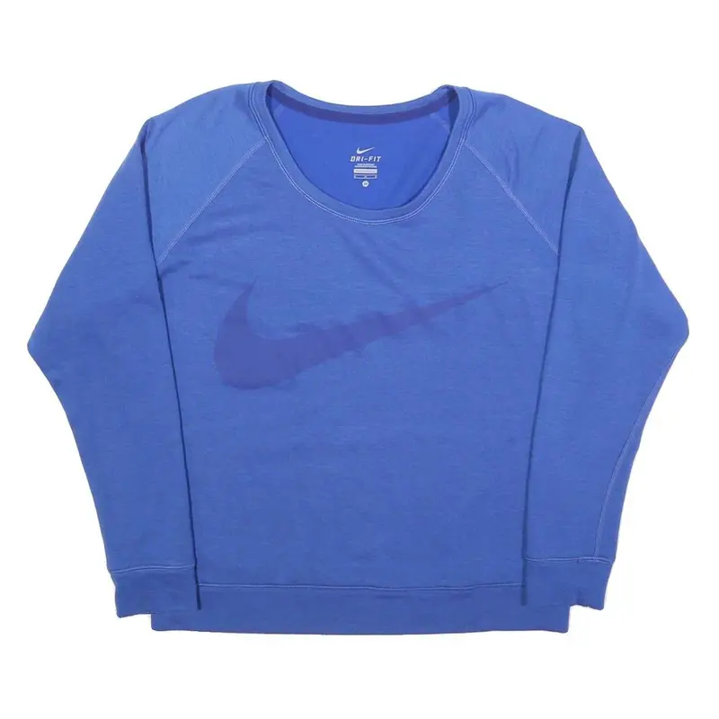 Nike Womens Blue Sweatshirt Crew Neck M Cotton Blend Lightweight Sportswear 1