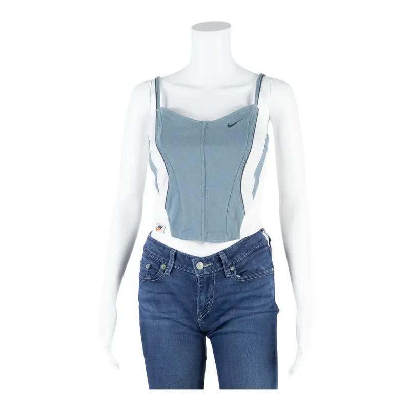 Nike Womens Cropped Corset Blue Sleeveless S 1