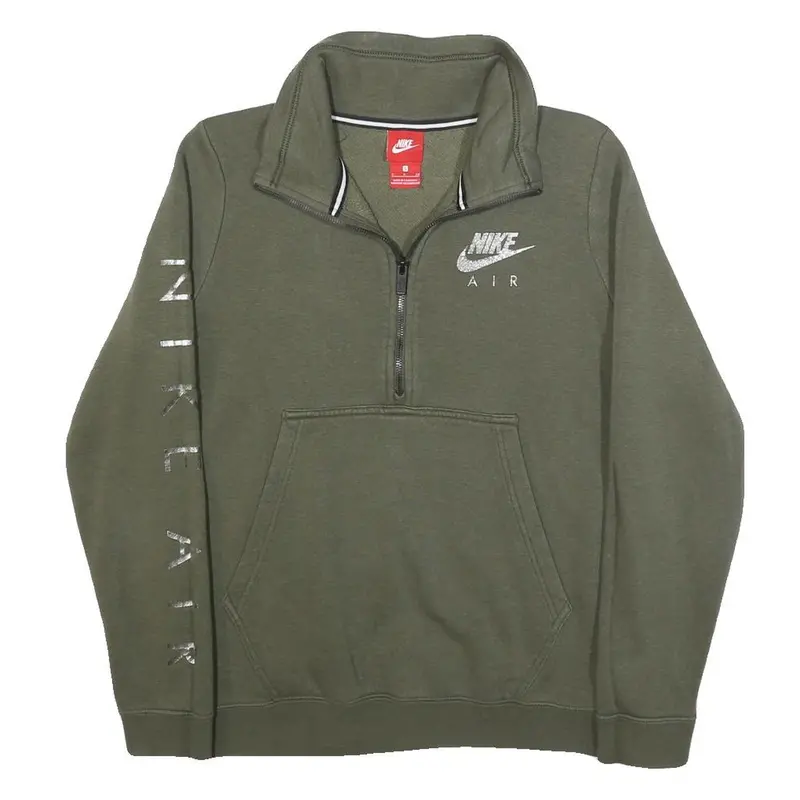Nike Womens Green 1/4 Zip S Sweatshirt Cotton Blend Casual Pullover 1