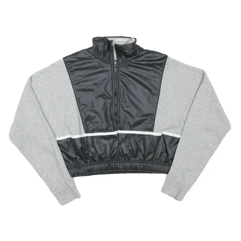 Nike Womens Grey & Black Half Zip Xs Crop Sweatshirt Gym Activewear 1