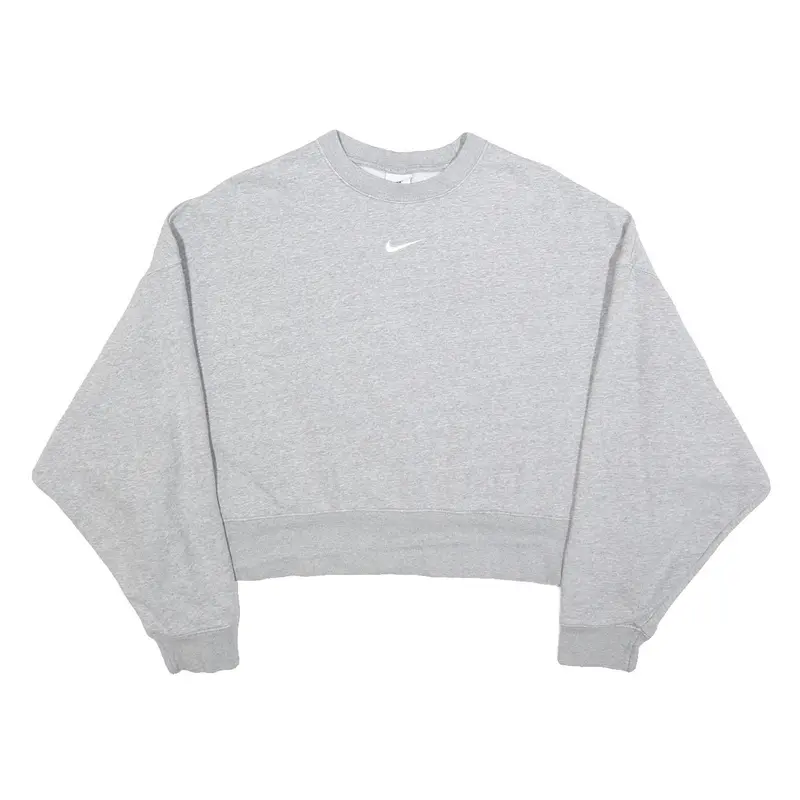Nike Womens Grey Crew Neck M Cotton Blend Cropped Sweatshirt 1