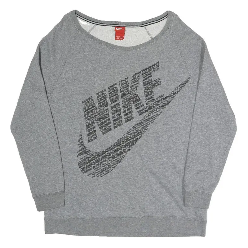 Nike Womens Grey Crew Neck M Cotton Blend Sweatshirt Casual Sportswear 1
