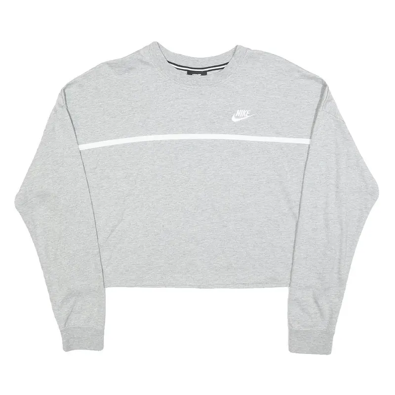 Nike Womens Grey Crew Neck M Cotton Blend Sweatshirt Long Sleeve Casual 1