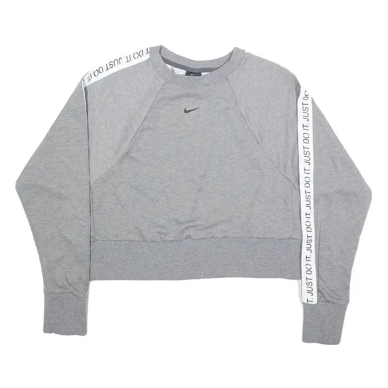 Nike Womens Grey Crew Neck S Sweatshirt Cotton Blend Just Do It Tape 1