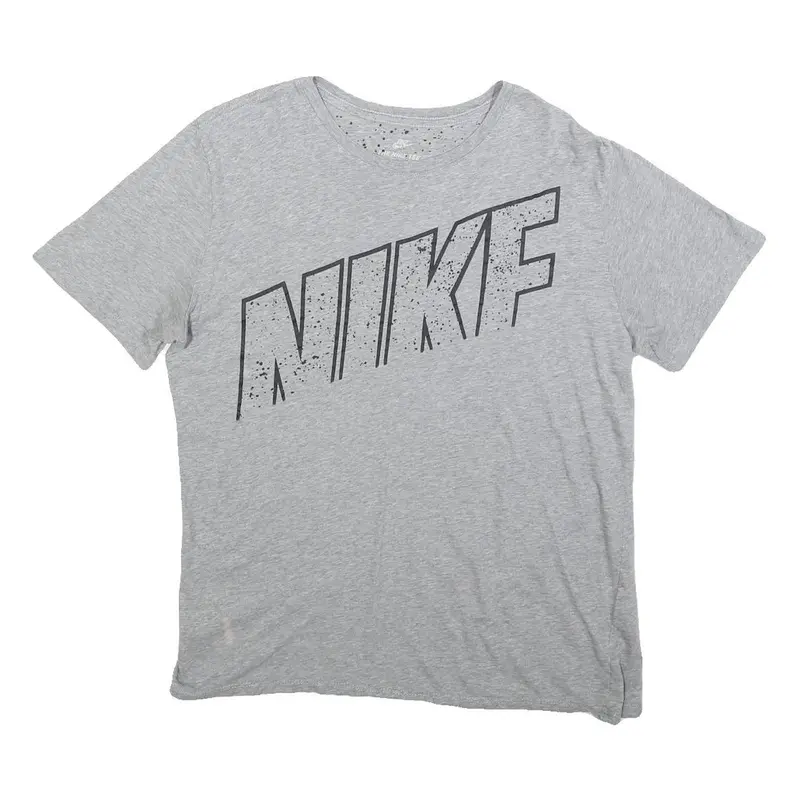 Nike Womens Grey Crew Neck Short Sleeve Graphic T-Shirt L Casual Cotton Tee 1