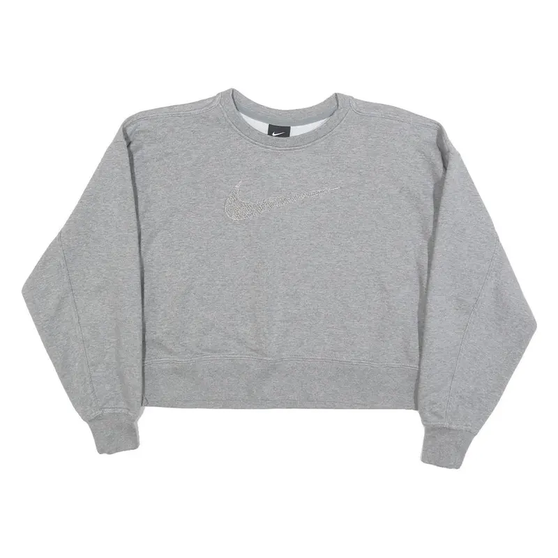 Nike Womens Grey Crew Neck Xs Cotton Blend Pullover Sweatshirt Casual 1