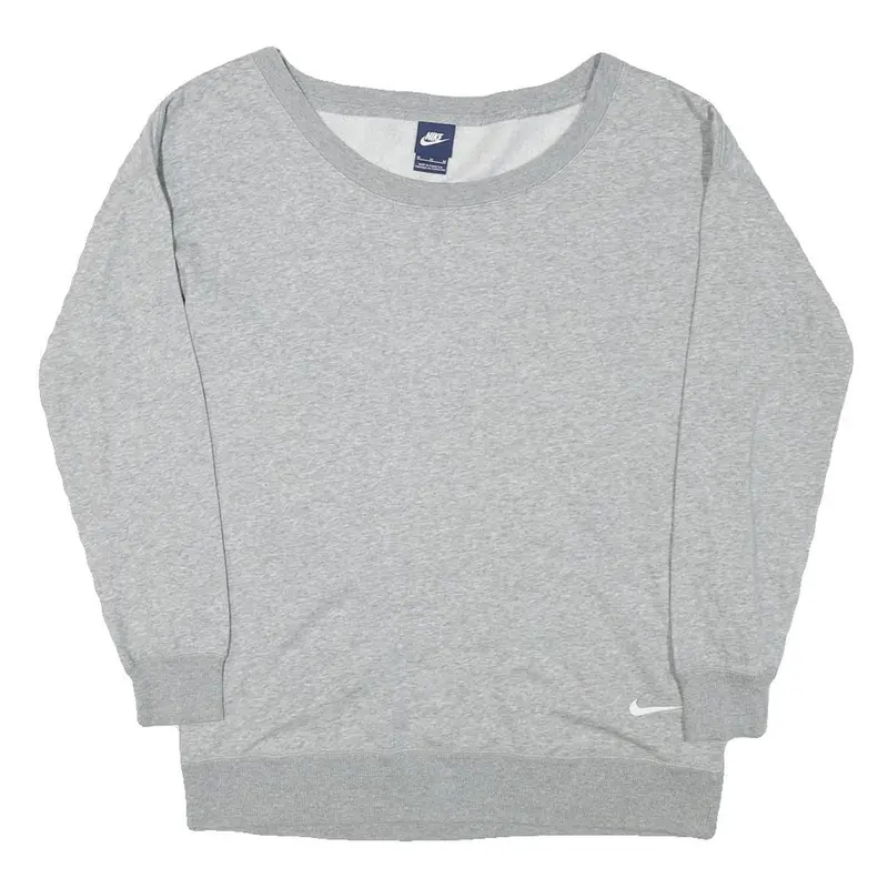 Nike Womens Grey Sweatshirt Crew Neck M Lightweight Cotton Blend Casual 1