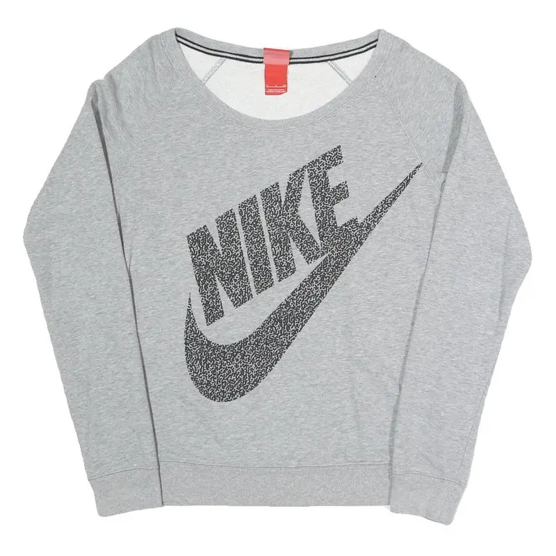 Nike Womens Grey Sweatshirt Crew Neck S Cotton Blend Logo Print Casual Pullover 1