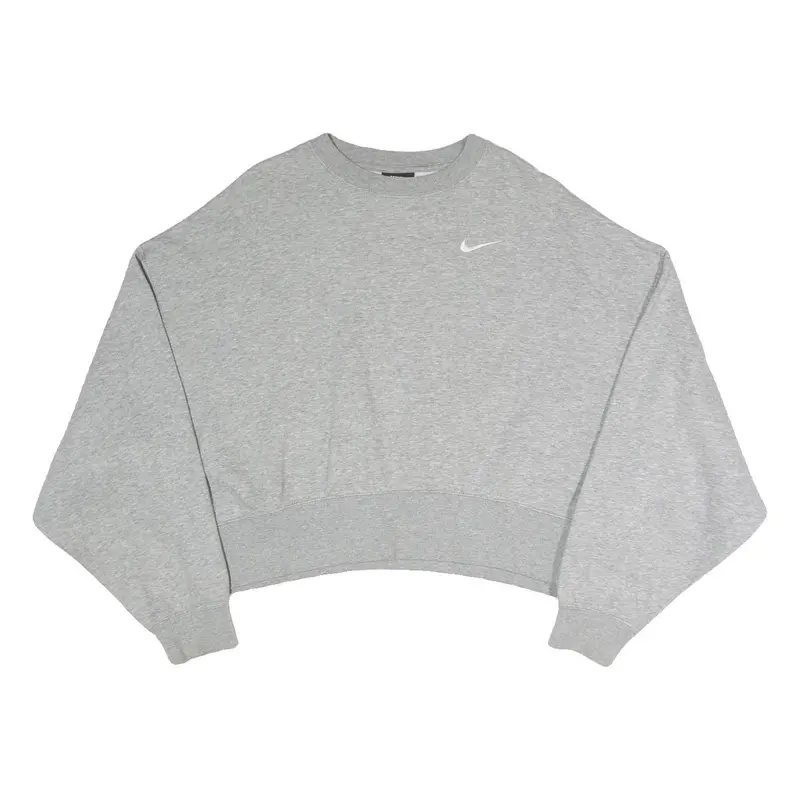Nike Womens Grey Sweatshirt Crew Neck Xs Cropped Casual Pullover Cotton Blend 1