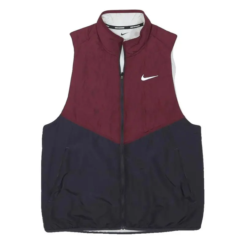 Nike Womens Maroon & Navy Running Jacket M Polyester Blend Zip Therma-Fit 1