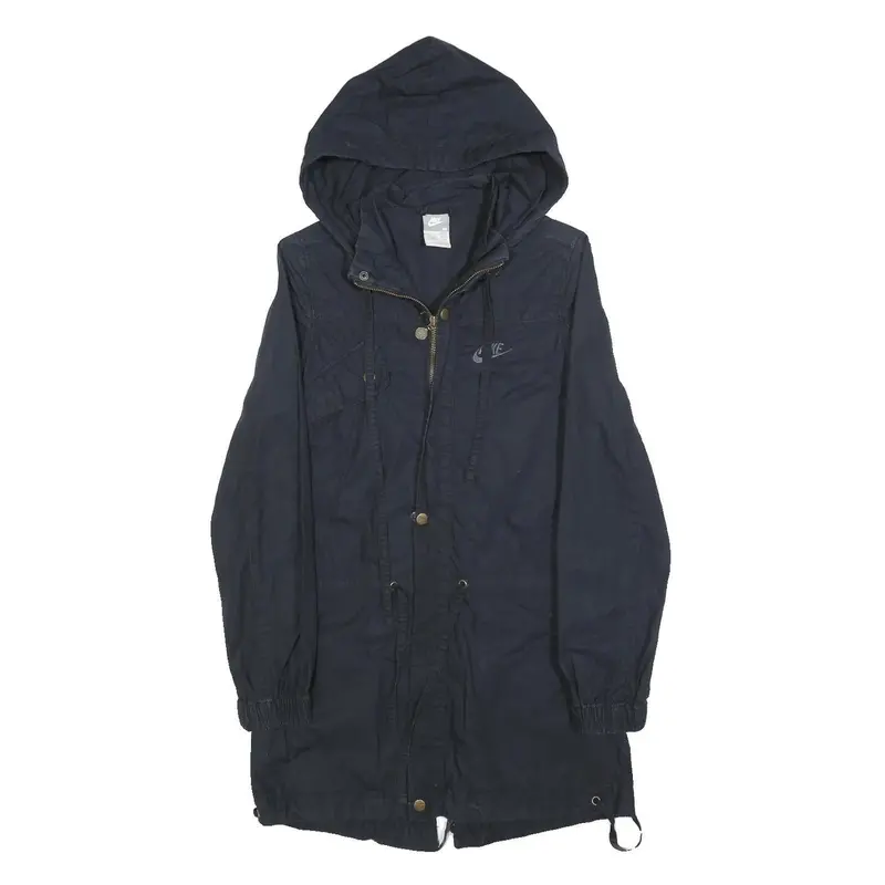 Nike Womens Navy Blue Jacket Xs Cotton Blend Zip Hooded Plain Lightweight 1