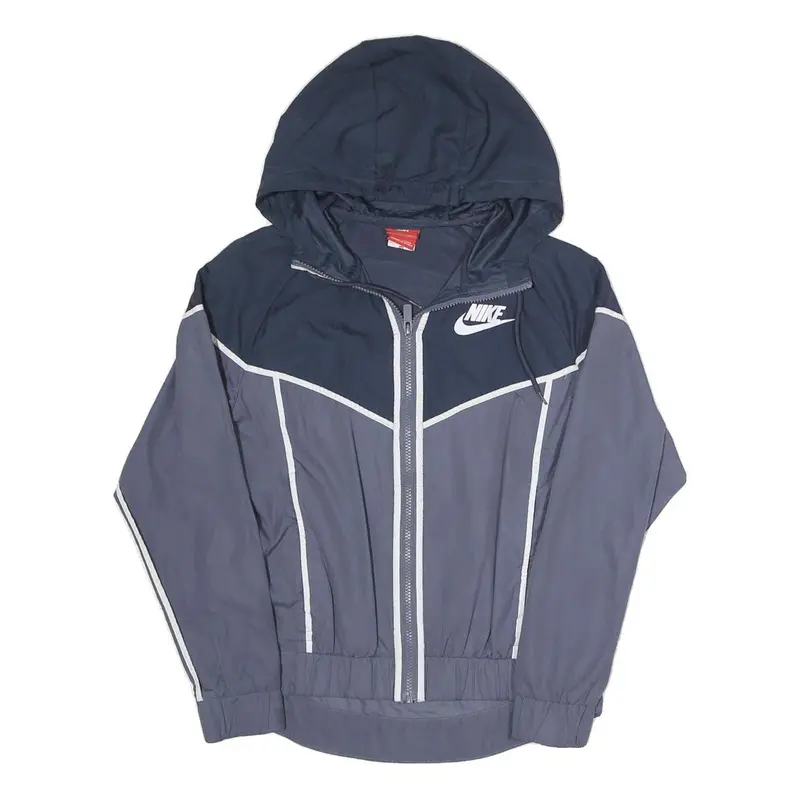 Nike Womens Navy & Grey Zip Hooded Polyester Blend Jacket Xs Sportswear 1