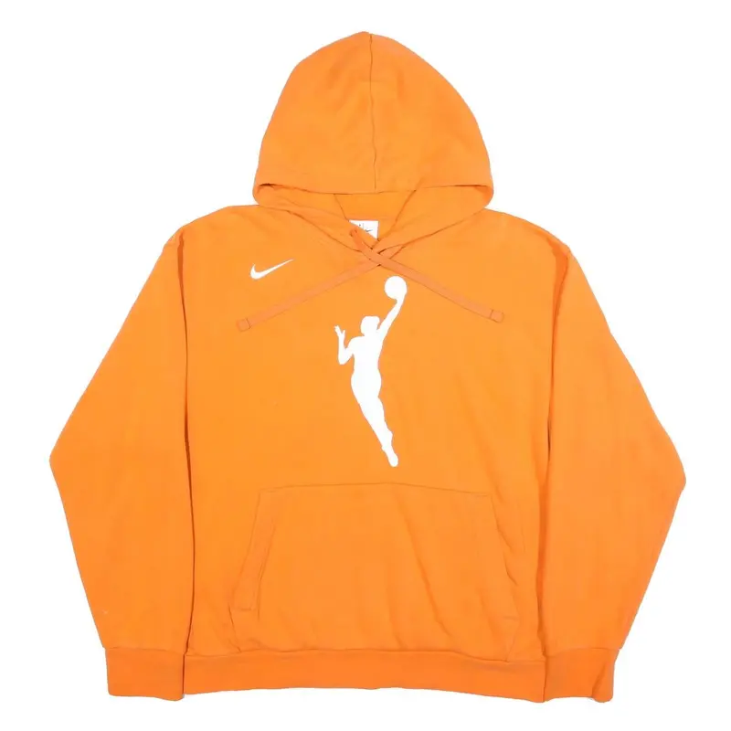 Nike Womens Orange Cotton Blend Hoodie L Basketball Logo Pullover 1