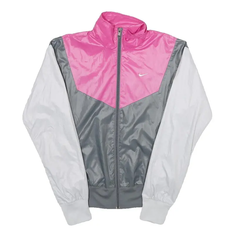 Nike Womens Pink & Grey White Zip Jacket Xs Polyester Colourblock Sportswear 1
