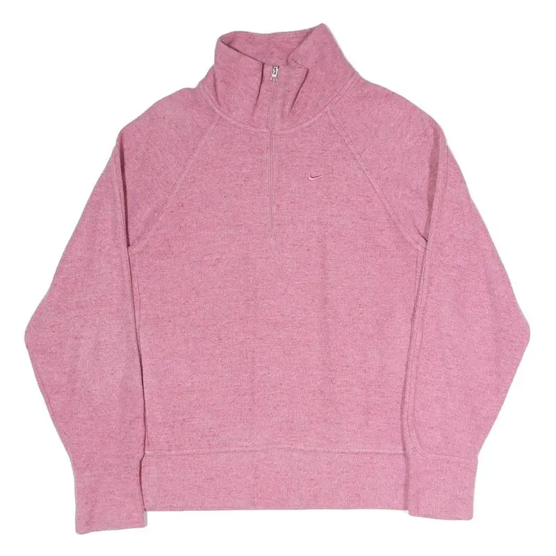 Nike Womens Pink Half Zip Sweatshirt S Cotton Blend Pullover Casual 1