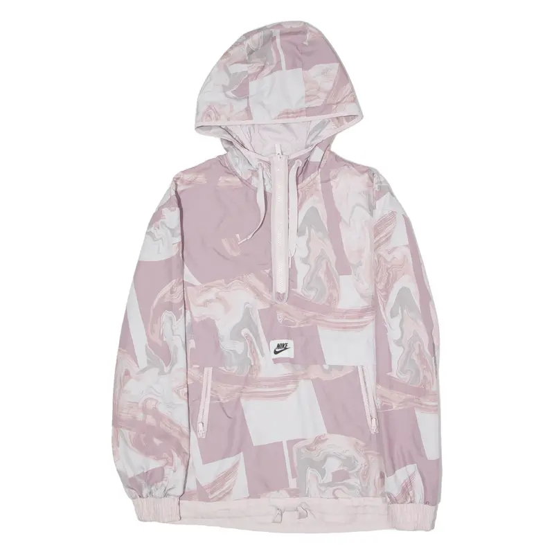 Nike Womens Pullover Jacket Pink Hooded Crazy Pattern Xs 1