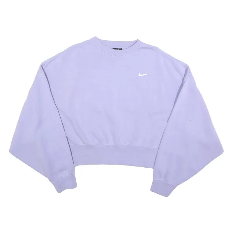 Nike Womens Purple Crew Neck M Cropped Sweatshirt Cotton Pullover 1