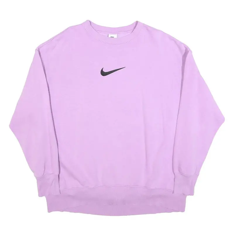 Nike Womens Purple Crew Neck Sweatshirt L Cotton Casual Pullover 1