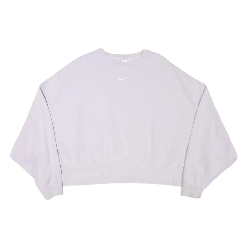 Nike Womens Purple Crew Neck Xl Cotton Blend Sweatshirt Cropped Casual 1